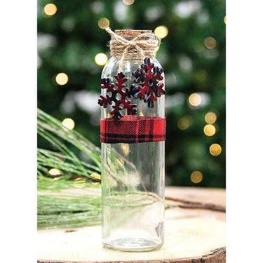 Glass Bottle with Snowflake Charms - The Fox Decor